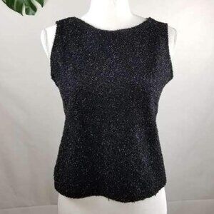 Inc Studio Petite M Black Fuzzy Metallic